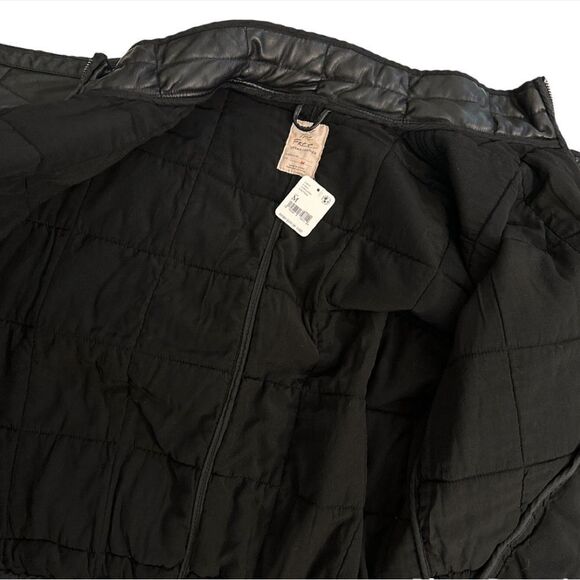 We The Free Faux Leather Quilted Bomber Jacket NWT - Picture 6 of 10